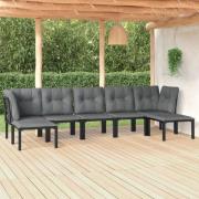vidaXL Loungegrupp för trädgården 7 delar konstrotting grå och svart