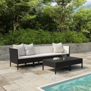 vidaXL Loungegrupp med dynor 6 delar svart konstrotting