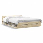 vidaXL Sängram med lådor sonoma-ek 150x200 cm konstruerat trä