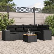 vidaXL Loungegrupp med dynor 6 delar svart konstrotting