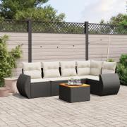 vidaXL Loungegrupp med dynor 6 delar svart konstrotting