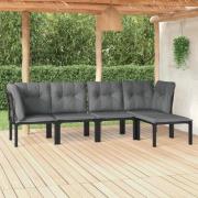 vidaXL Loungegrupp 5 delar konstrotting svart och grå
