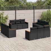 vidaXL Loungegrupp med dynor 12 delar svart konstrotting