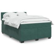vidaXL Ramsäng med madrass mörkgrön 140x190 cm sammet