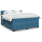 vidaXL Ramsäng med madrass blå 200x200 cm sammet