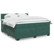 vidaXL Ramsäng med madrass mörkgrön 180x200 cm sammet
