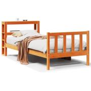 vidaXL Sängram med huvudgavel vaxbrun 75x190 cm massiv furu