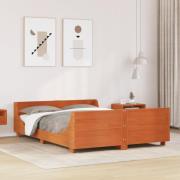 vidaXL Sängram utan madrass vaxbrun 135x190 cm massiv furu