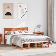 vidaXL Sängram utan madrass vaxbrun 150x200 cm massiv furu
