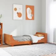vidaXL Sängram utan madrass vaxad brun 90x200 cm massiv furu