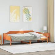 vidaXL Sängram utan madrass vaxad brun 90x200 cm massiv furu