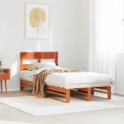 vidaXL Sängram utan madrass vaxbrun 75x190 cm massiv furu