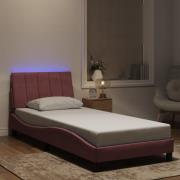vidaXL Sängram med LED-belysning rosa 80x200 cm sammet