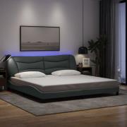 vidaXL Bed Frame with LED without Mattress "Hvar" Light Grey 200x200 c...