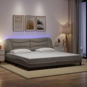 vidaXL Sängram med LED utan madrass Taupe 200x200 cm tyg