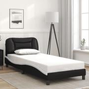 vidaXL Sängram med huvudgavel svart och vit 90x190 cm konstläder