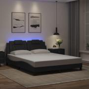 vidaXL Bed Frame "Viana" with LED without Mattress Black 160x200 cm