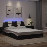 vidaXL Bed Frame "Viana" with LED without Mattress Black and White 160...
