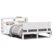 vidaXL Sängram med huvudgavel vit 150x200 cm massiv furu
