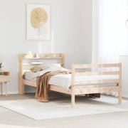 vidaXL Sängram med huvudgavel 100x200 cm massiv furu