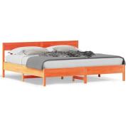 vidaXL Sängram utan madrass vaxbrun 200x200 cm massiv furu