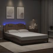 vidaXL Sängram med LEDs utan madrass cappuccino 120x200 cm