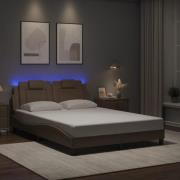 vidaXL Sängram med LED-belysning cappuccino 140x190 cm konstläder