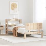 vidaXL Sängram med huvudgavel 75x190 cm massivt furu