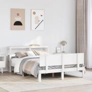 vidaXL Sängram med huvudgavel utan madrass vit 140x200 cm