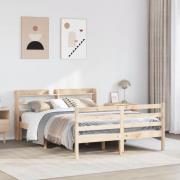 vidaXL Sängram med huvudgavel 120x190 cm massiv furu