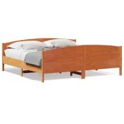 vidaXL Sängram utan madrass vaxbrun 180x200 cm massiv furu