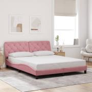 vidaXL Sängram med huvudgavel rosa 160x200 cm sammet