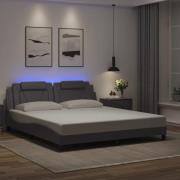 vidaXL Sängram med LED-belysning grå 180x200 cm konstläder