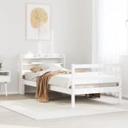 vidaXL Sängram med huvudgavel vit 75x190 cm massivt furu