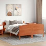 vidaXL Sängram utan madrass vaxbrun 140x200 cm massiv furu