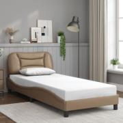vidaXL Sängram med huvudgavel cappuccino 90x200 cm konstläder