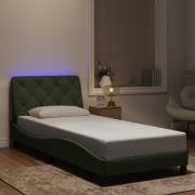 vidaXL Sängram med LED-belysning ljusgrå 90x190 cm sammet