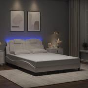 vidaXL Bed Frame "Viana" with LED without Mattress White 140x190 cm