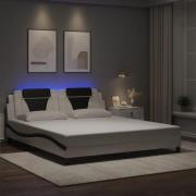 vidaXL Bed Frame "Viana" with LED without Mattress White and Black 180...