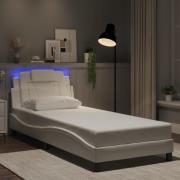 vidaXL Sängram med LED-belysning vit 80x200 cm konstläder