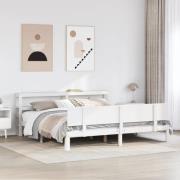 vidaXL Sängram med huvudgavel utan madrass vit 200x200 cm