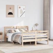 vidaXL Sängram med huvudgavel 160x200 cm massiv furu
