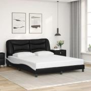 vidaXL Bed Frame without Mattress "Hvar" Black and White 160x200 cm Fa...