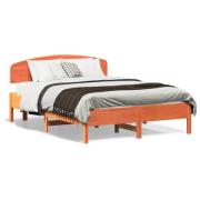 vidaXL Sängram utan madrass vaxbrun 140x190 cm massiv furu