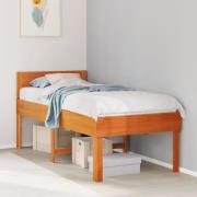 vidaXL Sängram utan madrass vaxad brun 90x200 cm massiv furu