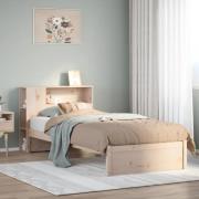 vidaXL Säng med bokhylla utan madrass 100x200cm massiv furu