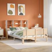 vidaXL Säng med bokhylla utan madrass 120x200 cm massiv furu