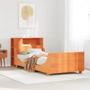 vidaXL Sängram utan madrass vaxad brun 90x190 cm massiv furu