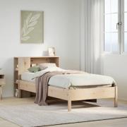 vidaXL Säng med bokhylla utan madrass 100x200cm massiv furu