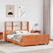 vidaXL Sängram utan madrass vaxbrun 150x200 cm massiv furu